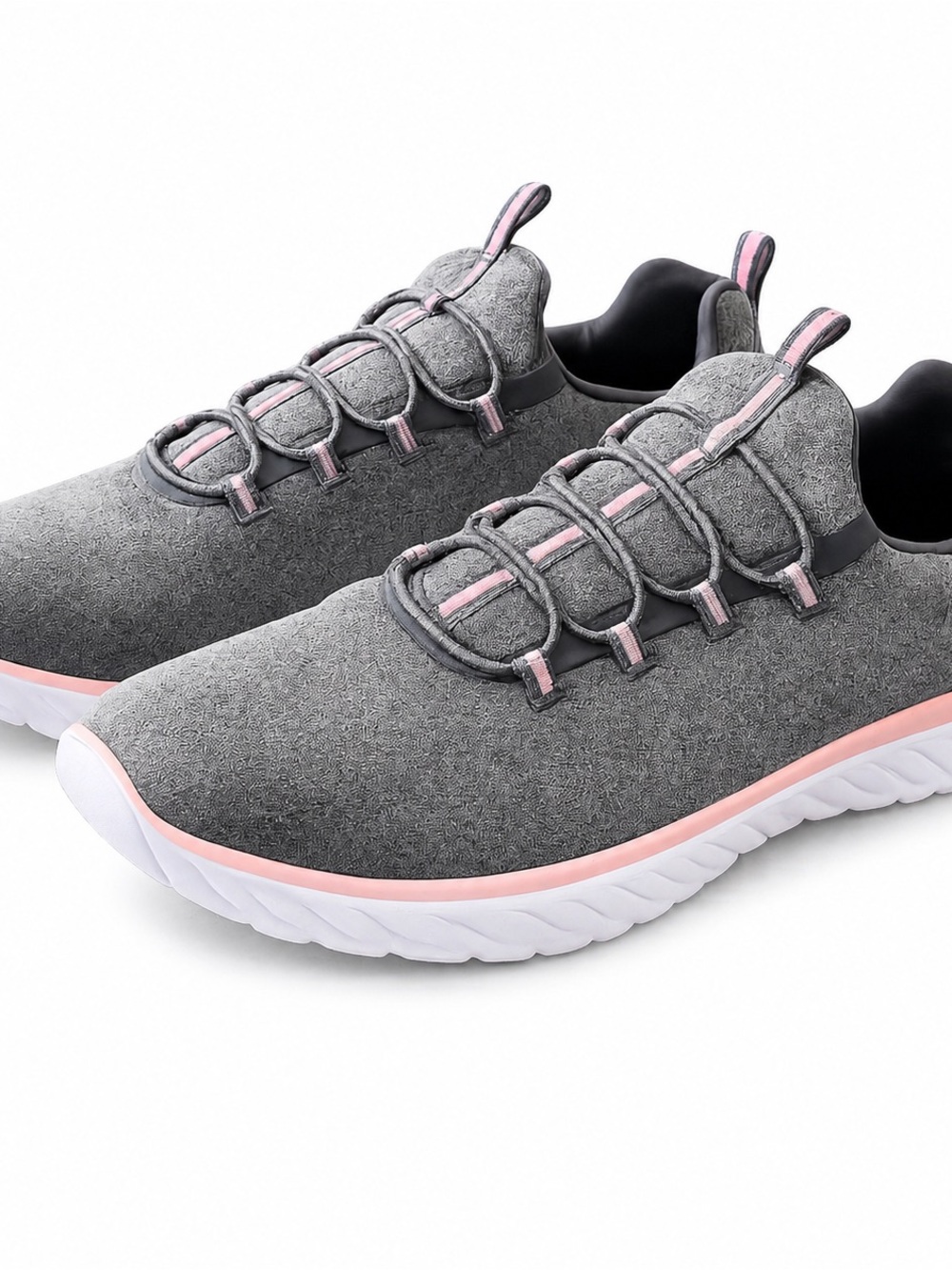 Easy Works Women’s 12W Wide Gray Pink Comfort Walking Sneakers